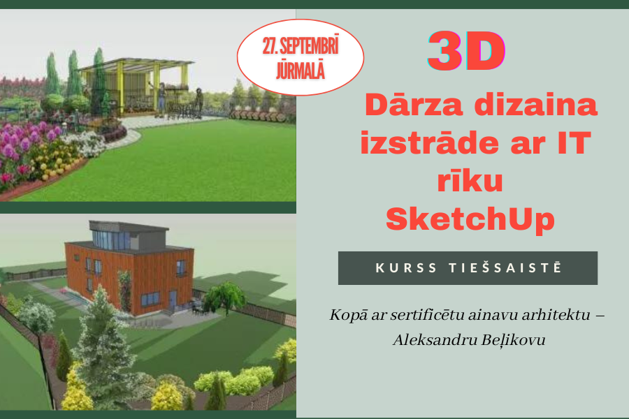 Course Image SketchUp 3D Dārza dizains kursi Tiešsaistē